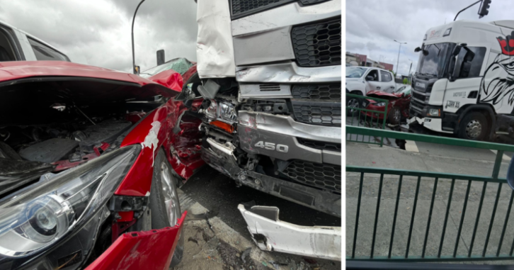 Triple colisión deja un vehículo completamente destruido en Costanera