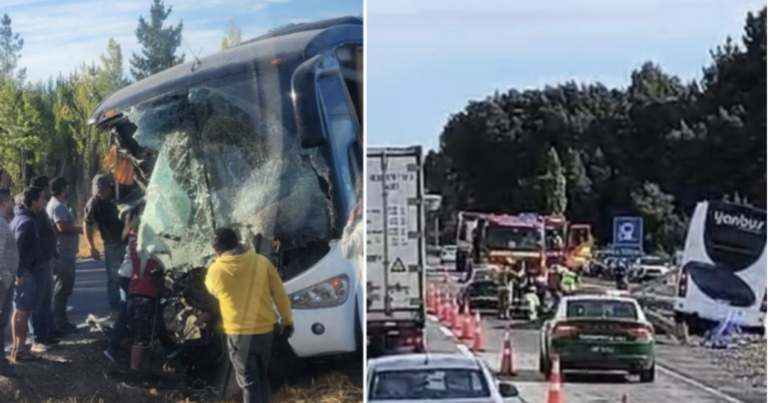 Cabrero: colisión entre bus y camión deja siete lesionados en Ruta 5 Sur